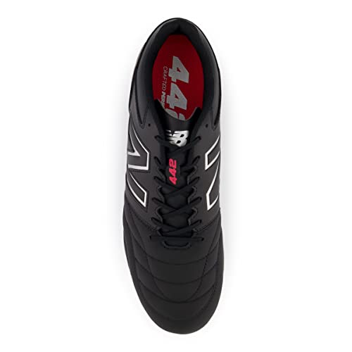 Men's New Balance 442 V2 Team FG Soccer Shoes - Black White Red, Size 10.5