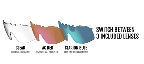Sledge Sunglasses – Crystal Orange / Clarion Blue AC Red / Clear, Full-Frame Shield