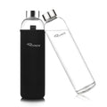 750ml Borosilicate Glass Water Bottle - Black, Leak Proof & BPA-Free