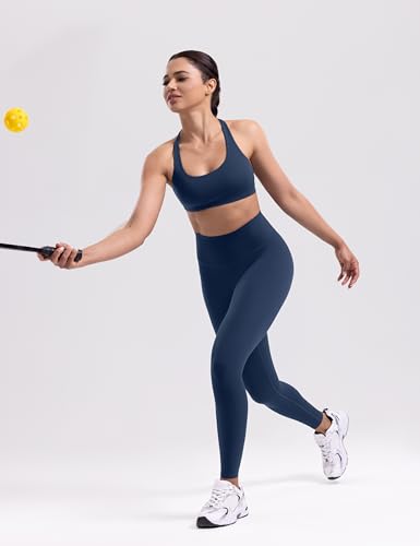 ENERBLOOM Yoga Leggings for Women Hidden Scrunch 25/28 Inches - Navy Blue, Small