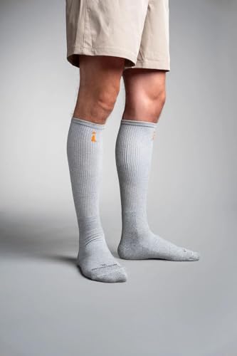 Therapeutic Knee-High Socks for Men and Women - Grey, Large - Heat-Activated Circulation & Pain Relief