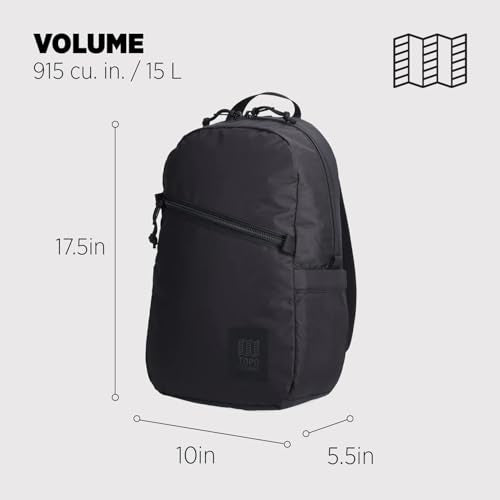 Topo Designs Unisex Light Pack Black/Black 18L Recycled Nylon Backpack