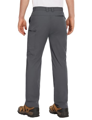 Men's Hiking Pants with 6 Pockets Water Resistant Ripstop Lightweight Quick Dry Dark Grey 34