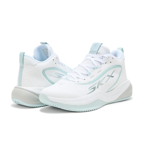 Skechers Men's SKX League High Top Basketball Sneakers 11 White Light Blue