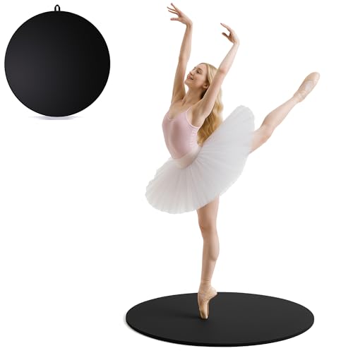 32-Inch Portable Round Ballet Dance Floor - Black, Wood Surface, Studio & Home Use