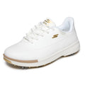Waterproof Women's Golf Shoe - Skechers Jasmine Slip-In, White Gold, Size 7.5