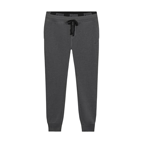 Men's French Terry Lounge Pants with Dual Band Waistband - Medium Dark Grey Heather White