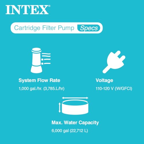 Intex Krystal Clear Cartridge Filter Pump for Above Ground Pools 1000 GPH Grey