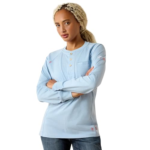 ARIAT Women's Fr Air Henley Long Sleeve Top - Small Colony Blue Heather