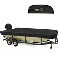 YimSting 12-14ft Black Waterproof Jon Boat Cover with Ratchet System, 1200D Marine-Grade Oxford, Windproof & Vented