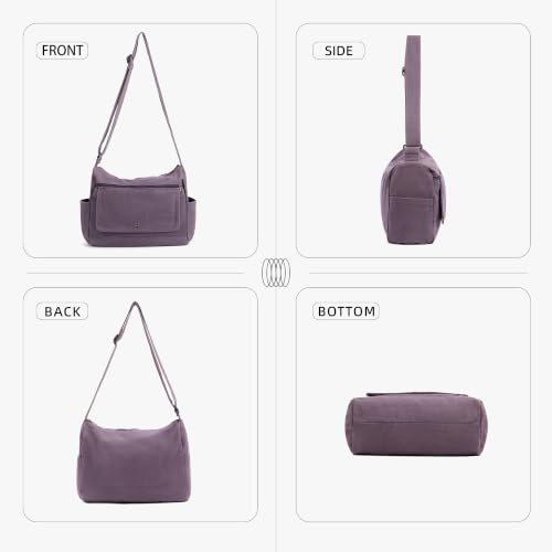 Purple Canvas Crossbody Messenger Bag for Women & Men - Vintage Style