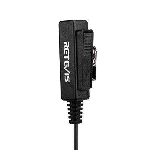 Retevis Walkie Talkie Earpiece with Mic, Big PTT Headset with Long Wire, 2 Pin, for RT22 RT68 RT21 H-777 RT86, Compatible with Pxton Baofeng BF-888S Kenwood 2 Way Radio, Two Way Radio Headset(1 Pack)