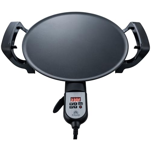 Ethniq 16-Inch Electric Crepe Griddle for Injera & Pancakes - Digital Temp Control