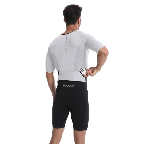 Men's Triathlon Suit High Elasticity Breathable Quick-Dry Cycling Swimskin Race Skin Suit - White Large
