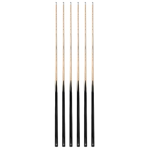 HMQQ Black Set of 6 58-Inch One-Piece Pool Cues, 20 oz, 13mm Tip for Billiards