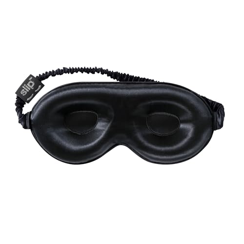 SLIP Black Contour Silk Sleep Mask - Lash-Friendly, Light Blocking Night Mask