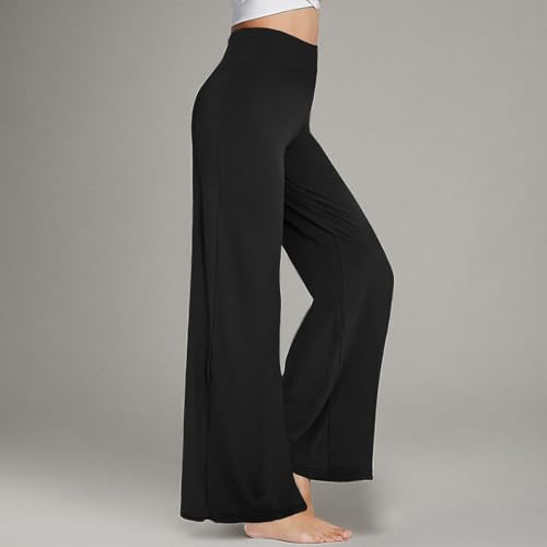 Wide Leg Palazzo Pants for Women No Pockets 3X-Large Plus Long Black - Soft, Stretchy Trousers