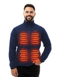 HENNCHEE Men's Heated Fleece Jacket with 12V 16000mAh Power Bank, Large/Navy