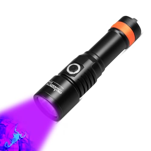 UV Dive Light 395nm Fluorescence Underwater Flashlight for Night Diving – Focused UV Beam, Safety Lock, Marine Inspection
