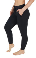 Large Black High Waisted Jogger Pants for Women - Lightweight Athletic Lounge Workout
