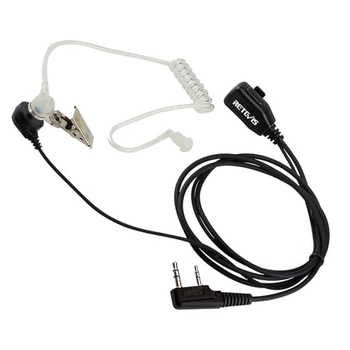 Retevis Radio Earpiece, Additional Acoustic Tube and Soft Silicone Earbuds(5 Pairs), for RT22 RT21 H777, Compatible with Baofeng Pxton Kenwood Two Way Radio, Walkie Talkie Earpiece with Mic(10 Pack)