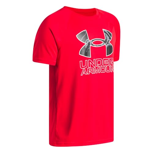 Kids Tech Hybrid Print Short Sleeve T-Shirt - Medium, Red & White