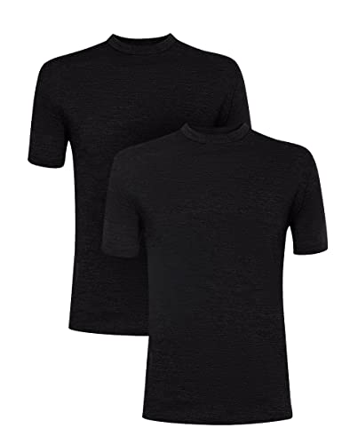 Men's Merino Wool T-Shirt Short Sleeve Base Layer - Charcoal Large