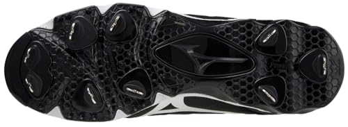 Mizuno Men's Ambition 2 Baseball Cleats - 9-Spike Metal Shoe, Black/White, Size 7