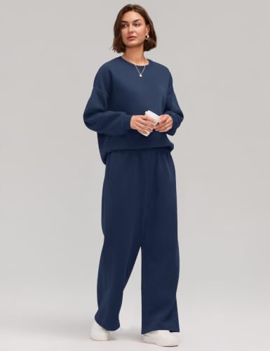 X-Large Navy Blue Sweat Lounge Sets for Women Matching Sweatsuits Fall Outfits