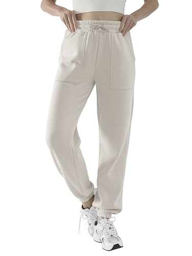 Women’s Cotton Sweatpants 3 Pack Large Navy Blue, Apricot & Deep Blue