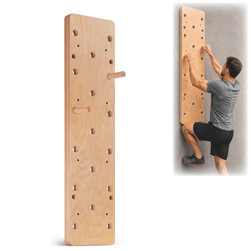 Extra-Thick Birch Plywood Climbing Peg Board with Beech Grips - Wall Mount Indoor Home Gym