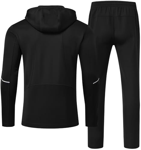 Men's 2-Piece Track Sweat Suit Set with Hood - Black, 4X-Large