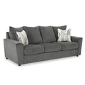 Gray Chenille Sofa with Flared Track Arms - Easy Assembly, Modern Design