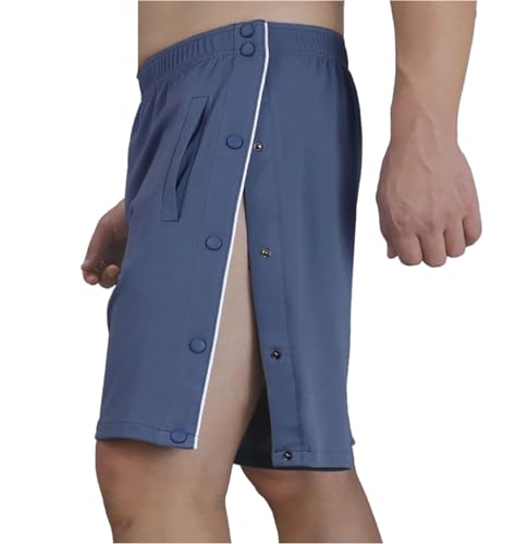 Post Surgery Tear Away Shorts for Men X-Large Light Blue - Knee & Leg Support Pants