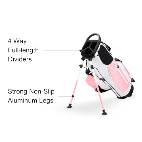 Pink Junior Golf Stand Bag for Kids Ages 4-6 Lightweight & Spacious