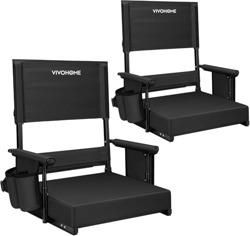 VIVOHOME Black Adjustable Stadium Seats with Back Support & Cushion