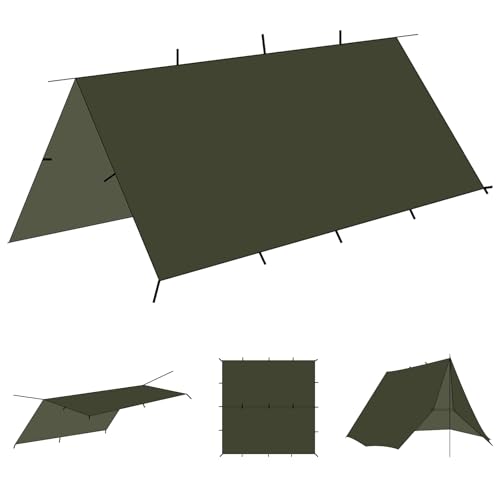 Onewind 10x10ft Waterproof Ultralight Silnylon Camping Tarp - Od Green