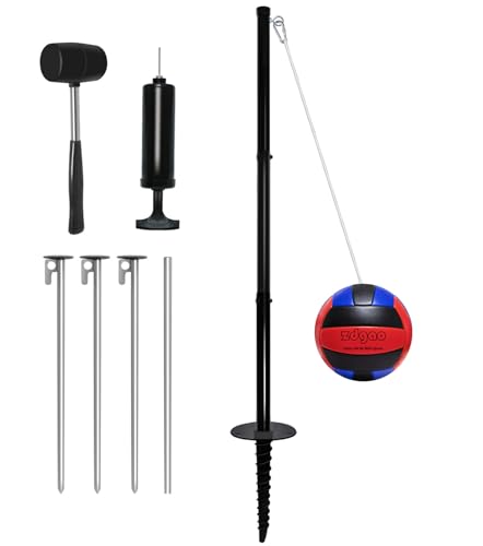 Heavy Duty Portable Tetherball Set with Poles, Ball, Rope & Ground Stakes for Outdoor Play