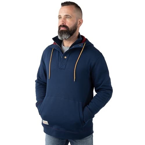Field & Stream Men's Ring Neck 1/4 Zip Hoodie - Large Navy Blue