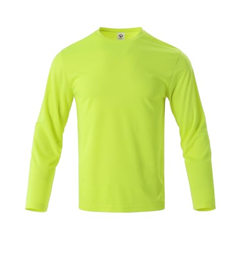 Men's Long Sleeve Athletic T-Shirts Pack - Quick Dry Performance Workout Tee, Large, 5-Pack Yellow
