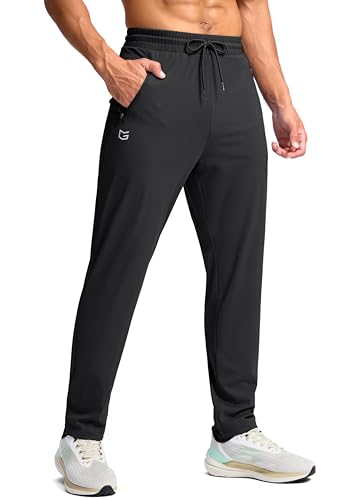 Men's 34-Inch Inseam Sweatpants with Zipper Pockets - Black, Medium Fit