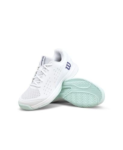 Kids Tennis Shoes - Lightweight Breathable Junior Athletic Sneakers White/Blue - Wilson Rush Pro Lite
