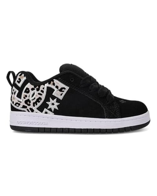 DC Girls Court Graffik Skate Shoe, Black/Leopard, 11.5 Little Kid