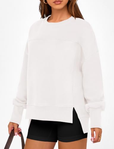 Women's Crewneck Fleece Sweatshirt - Medium White Pullover