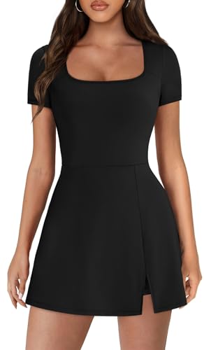 NIASHOT Tennis Dress for Women Athletic Golf Workout Skort Black Large