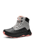 Women's Waterproof Hiking Boots - Light Grey & Pink, Outdoor Trekking Shoes