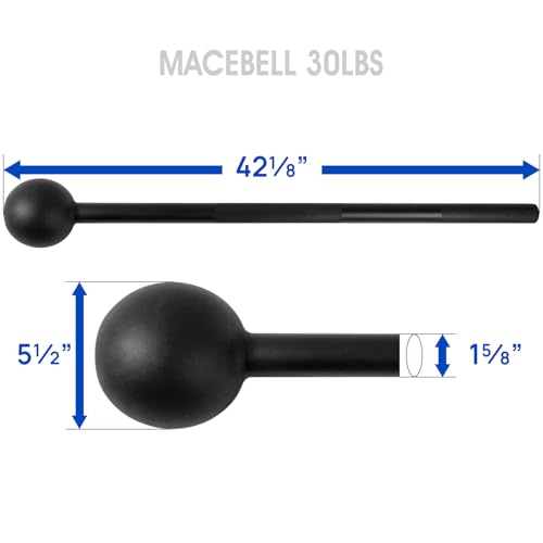 Yes4All 30lb Black Steel Mace Bell for Strength Training, Durable & Non-Slip Grip