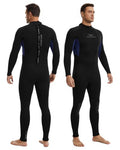 Men's Full Wetsuit 3mm Dive Suit with Back Zip - Black Blue XL
