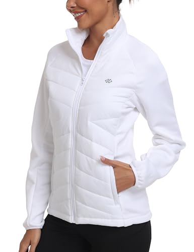 Women’s Lightweight Insulated Hiking Jacket Fleece Lined - Medium White