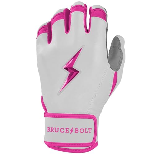 Pink Bruce Bolt Chrome Series Short Cuff Batting Gloves - Youth Small